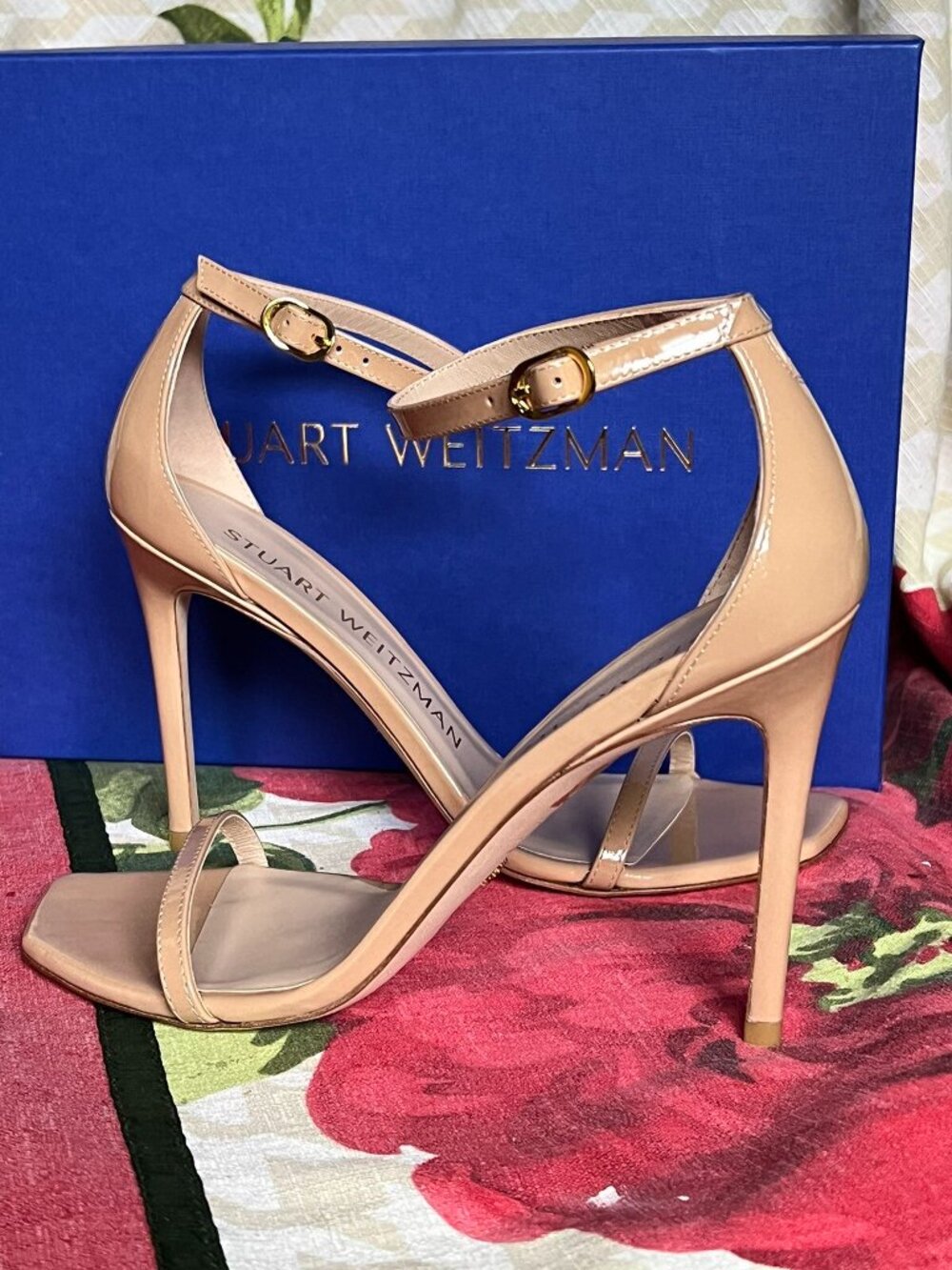 Stuart Weitzman Nudistcurve 100 Ankle-Strap/Patent Leather